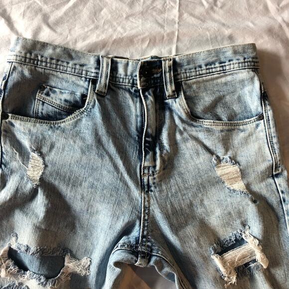 Men's Empyre stonewashed distressed skinny 5 pocket jeans 28x27 - Picture 4 of 6